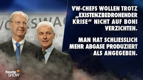 heute-show - VW-Vorstände bestehen auf hohen Bonuszahlungen