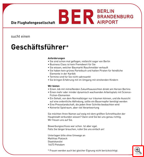 BER sucht Geschäftsführer