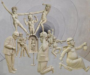 “S 21 – ein politischer Skandal” – ein Interview von Susanne Stiefel mit dem früheren Daimler-Chef Edzard Reuter, illustriert mit Werken von Peter Lenk