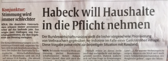 Habeck und die Regierung lenken systematisch von ihrer Verantwortung für die Gaspreisexplosion ab