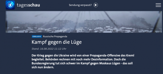Tagesschau ruft zum „Kampf gegen die Lüge“ auf und bringt „Strafverfolgung“ von RT-Journalisten ins Spiel