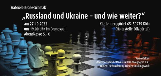 Veranstaltung mit Frau Krone-Schmalz in Köln findet statt: Am 27. Oktober 19:00 Uhr