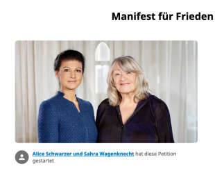 Wagenknecht-Schwarzer-Petition: Unterzeichner reagieren auf Medien – „Jämmerliche Fragen, jämmerliche Recherche“