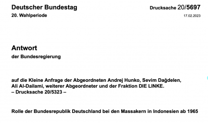 Welche Rolle spielte die Bundesregierung bei der Ermordung von Hunderttausenden Kommunisten in Indonesien ab 1965?