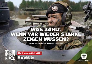 Bundeswehr-PR-Kampagnen-Reiter fragen: Was zählt, wenn wir wieder Stärke zeigen müssen? Gegenfrage: Warum wieder?