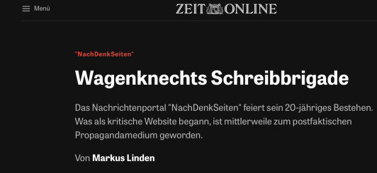 NachDenkSeiten reichen Beschwerde beim Presserat gegen ZEIT Online ein: „Verstoß gegen Ziffer 6 des Pressekodex“