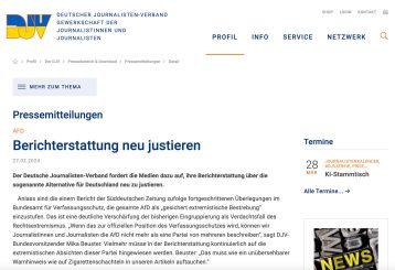 DJV – Forderung nach allgemeiner Kennzeichnungspflicht bei Berichterstattung zur AfD