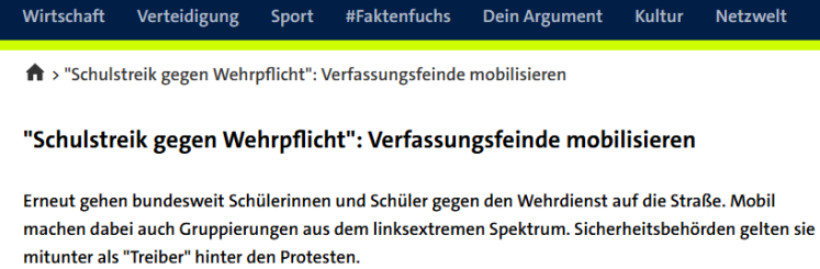 Schüler protestieren gegen Wehrpflicht und der BR spricht von „Verfassungsfeinden“